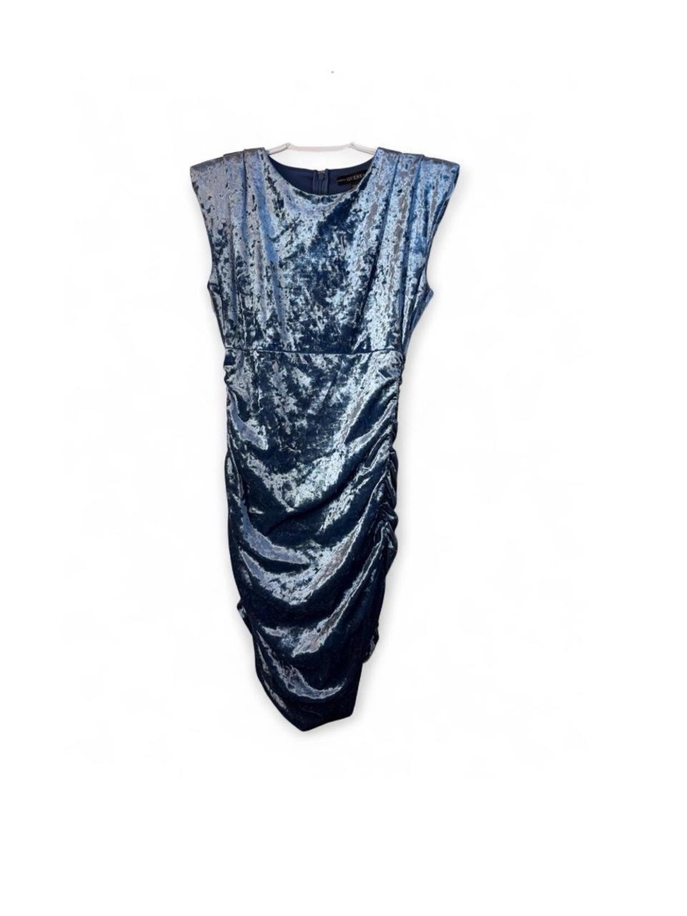 Guess Crushed Velvet Mini Dress in Slate Blue
